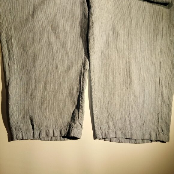 J. Jill Linen Pants sz Large Blue thin stripe Wide Leg Pull-On Pockets EXC - Picture 7 of 9